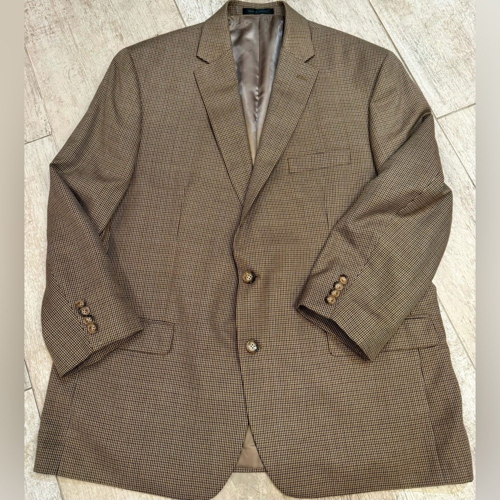 Chaps Tan and Brown Patterned Blazer